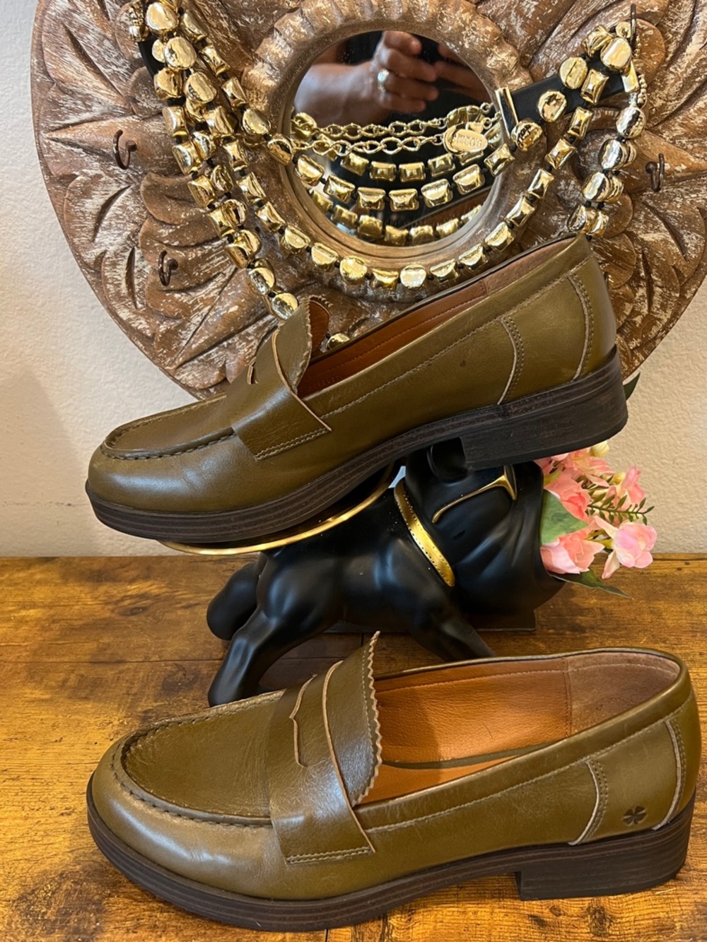 Lucky Brand Floriss Olive Green Penny Loafers - Picture 6 of 8